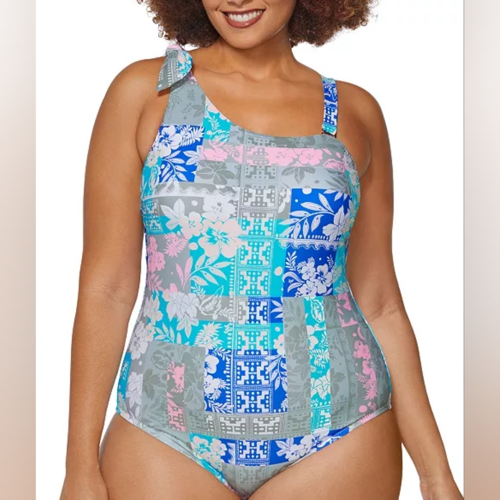Raisins Curve Marita One-Piece Swimsuit Blue Gray 24W